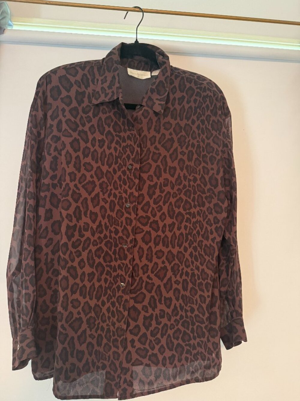 Vintage Dana Buchman 100% Silk Leopard Blouse Size 12